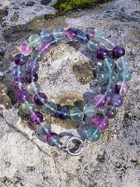 Collier fluorite 10mm Lithothérapie Fait main