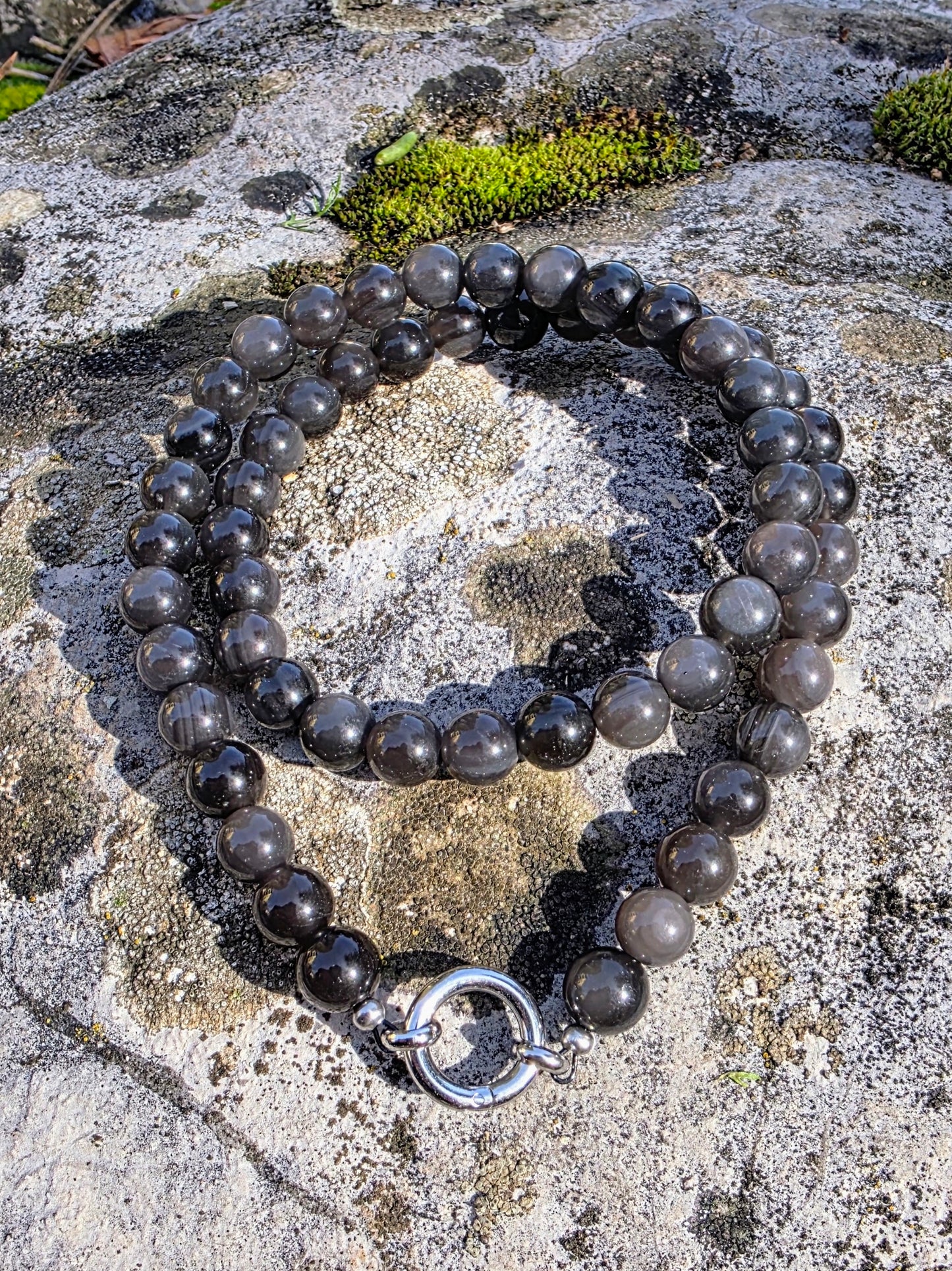 Collier obsidienne artic 8mm