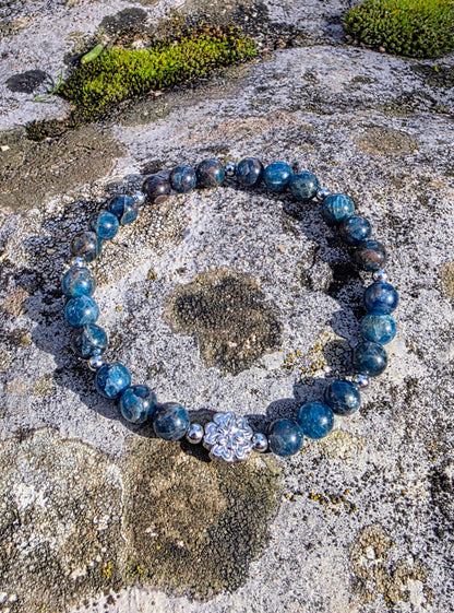 Bracelet Apatite bleue 6mm Lithothérapie Fait main