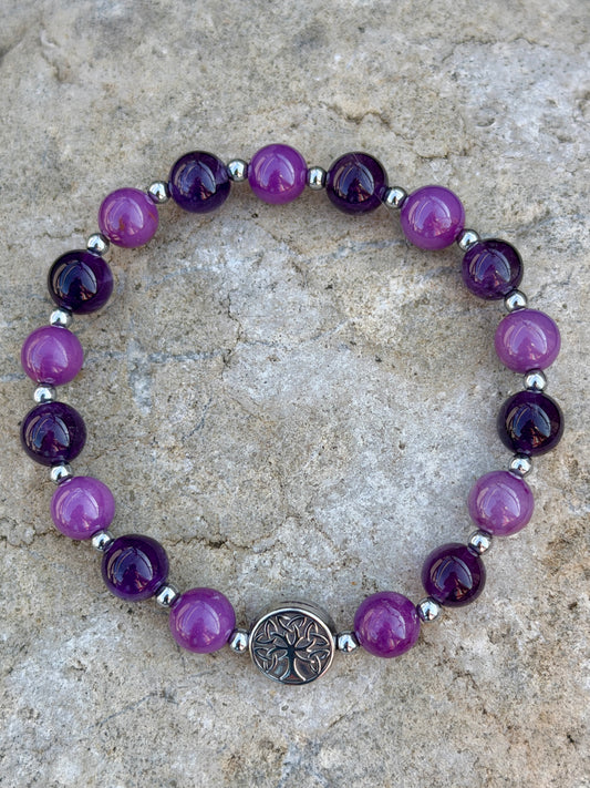 Bracelet en amethyste et charoite en pierres naturelles – Moodstone