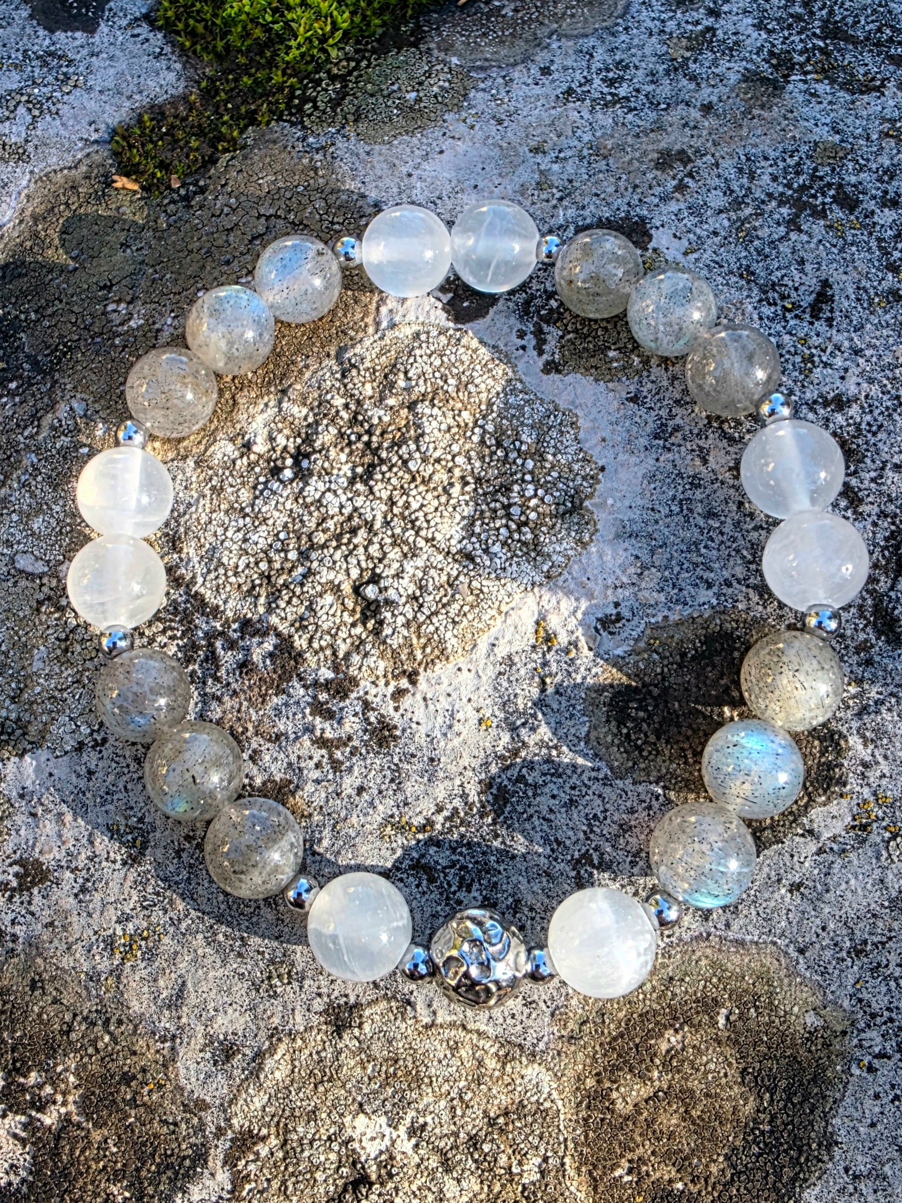 Bracelet en Labradorite et Sélénite en 8mm