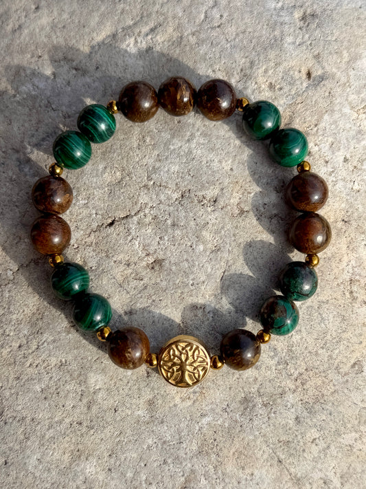 Bracelet malachite bronzite 8mm