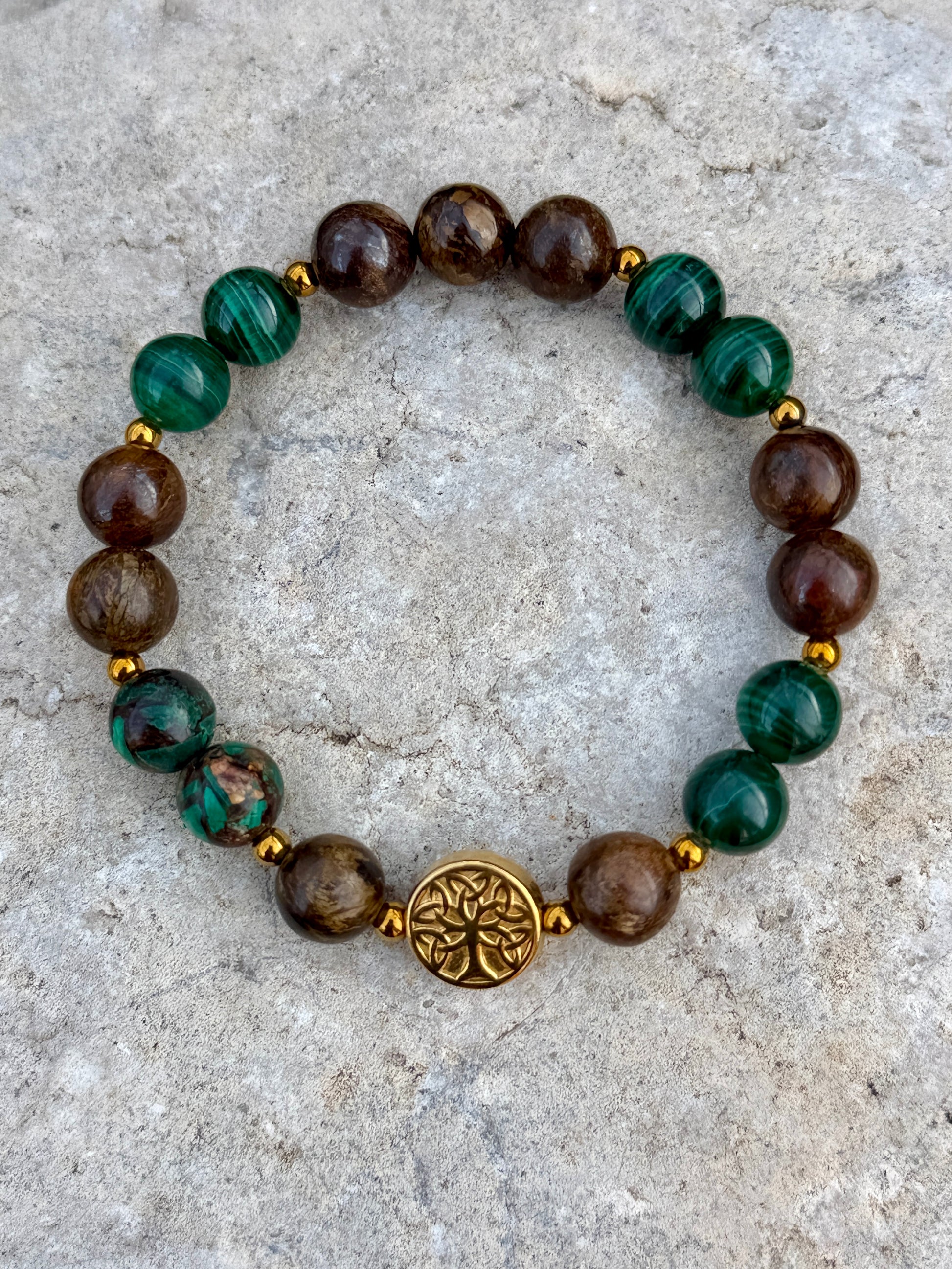 Bracelet malachite bronzite 8mm