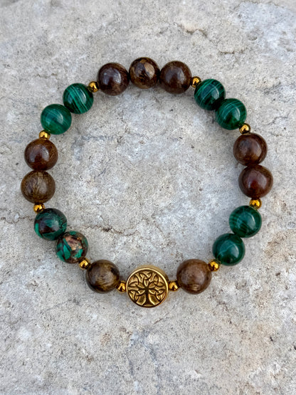 Bracelet malachite bronzite 8mm