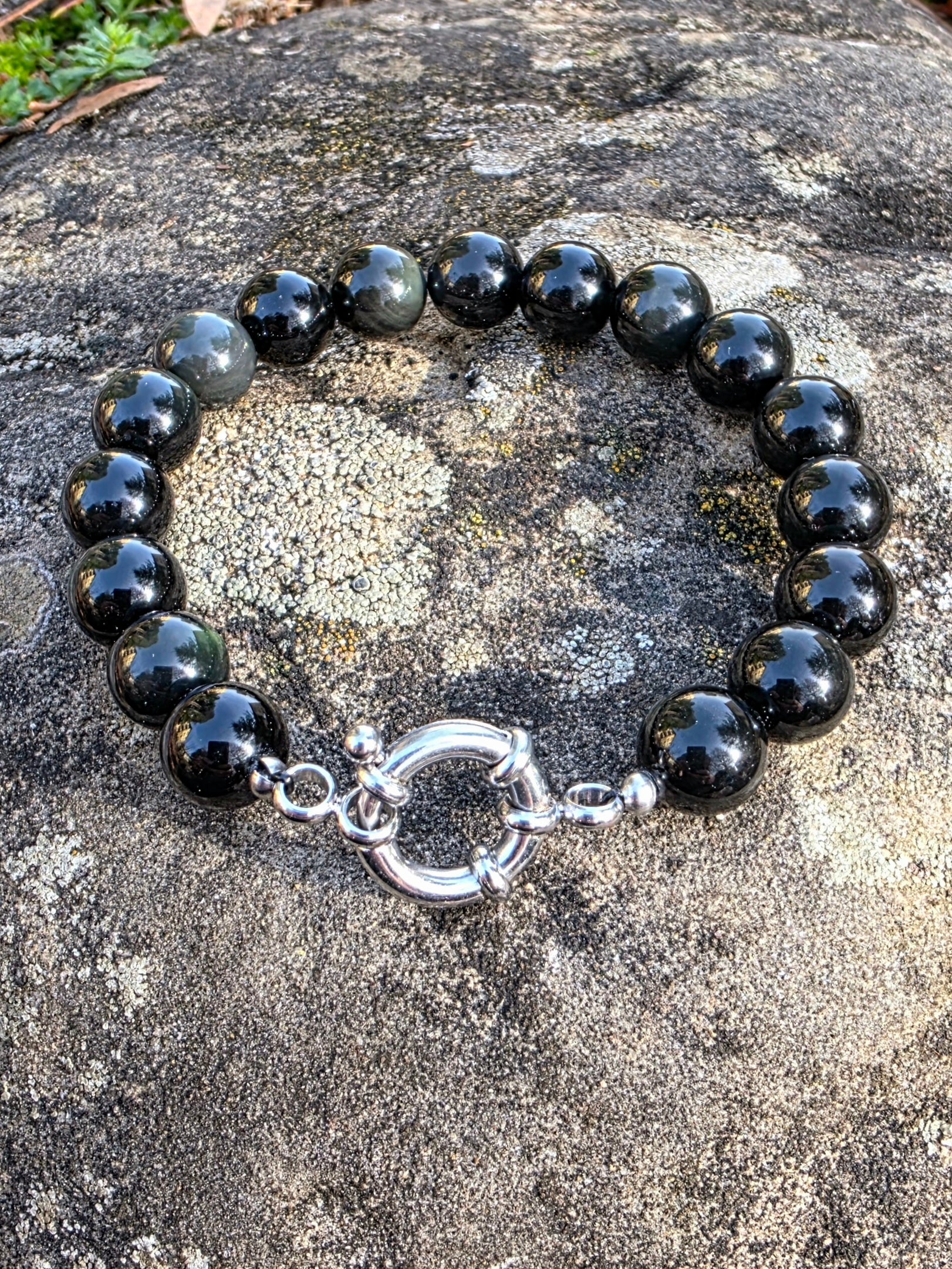 Bracelet obsidienne oeil celeste 10mm