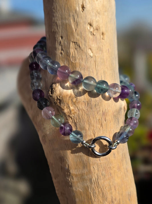 Collier Fluorite 8mm Lithothérapie Fait main