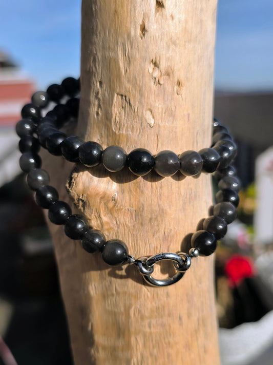 Collier obsidienne artic 8mm