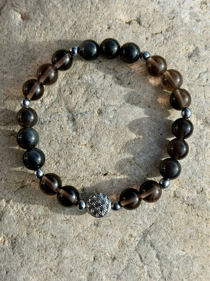 Bracelet Deuil & Séparation - Obsidienne Artic, Obsidienne Larme d'Apache 8mm