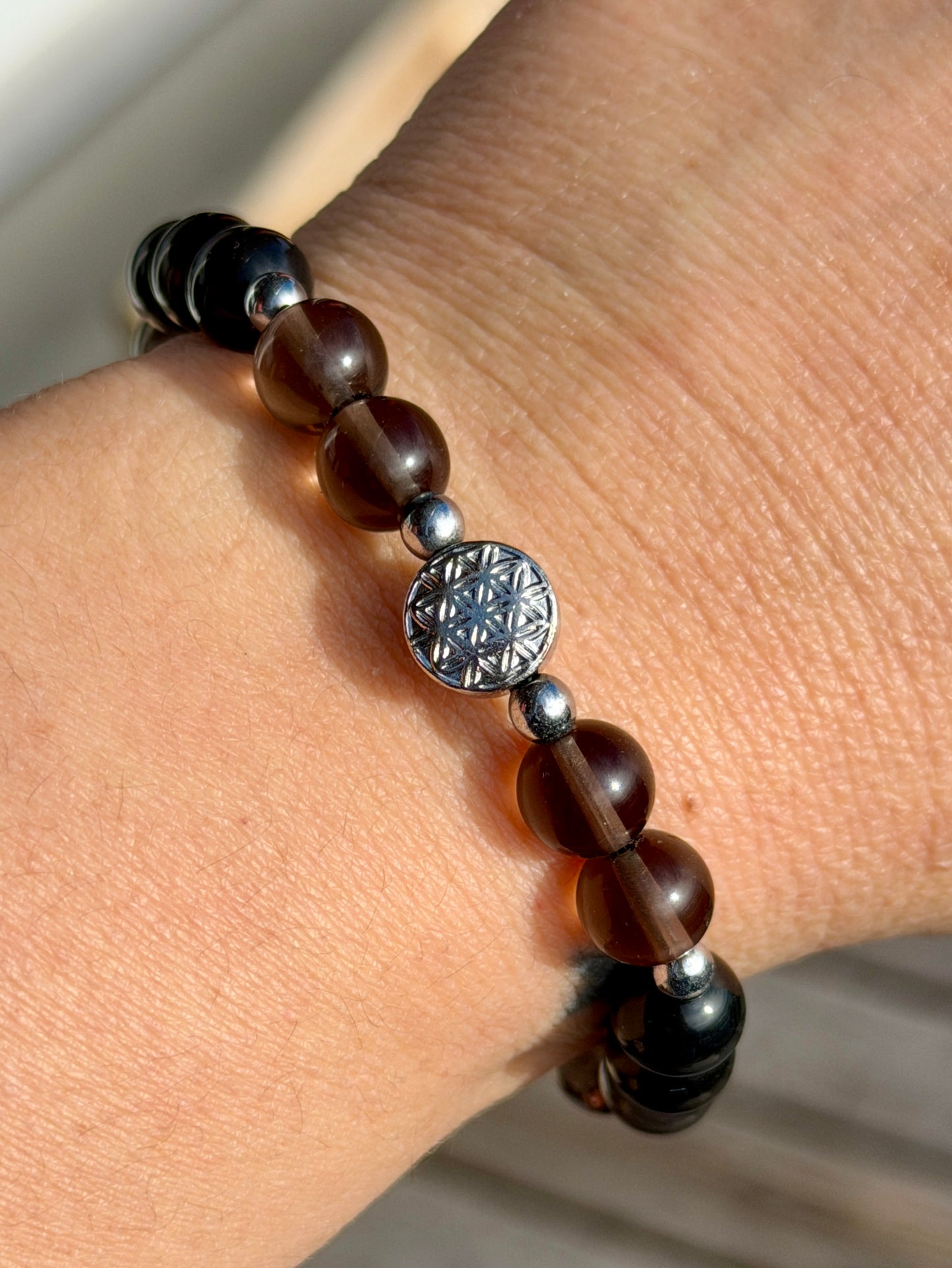 Bracelet Deuil & Séparation - Obsidienne Artic, Obsidienne Larme d'Apache 8mm