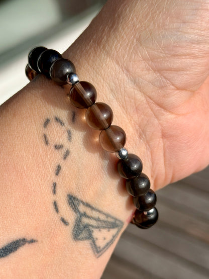 Bracelet Deuil & Séparation - Obsidienne Artic, Obsidienne Larme d'Apache 8mm