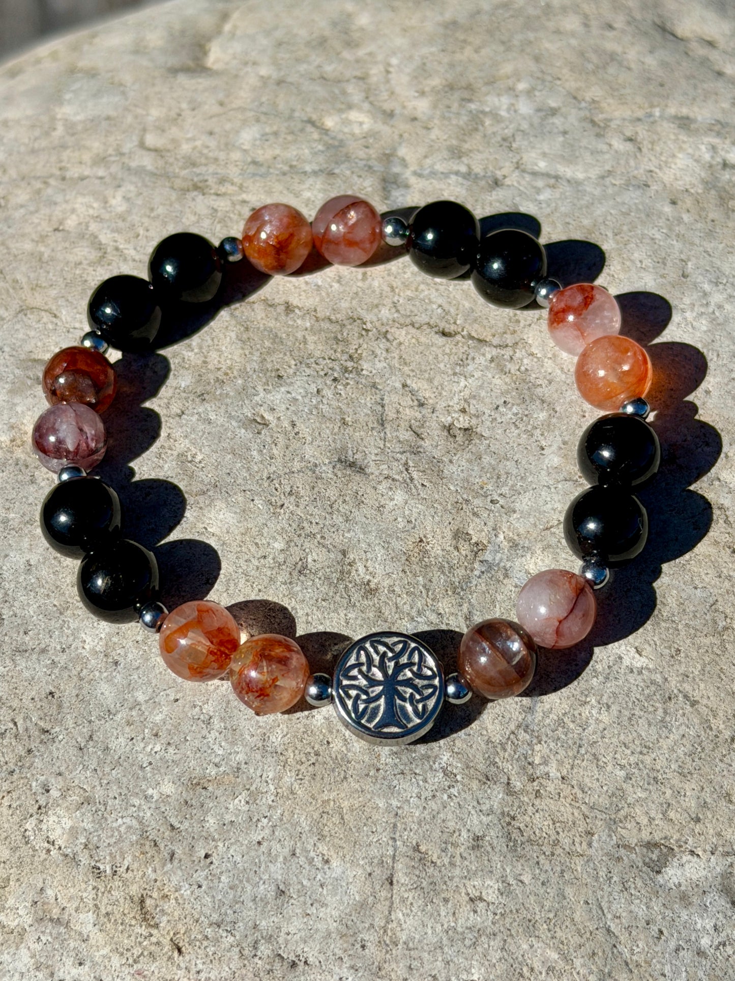 Bracelet Energie et & Protection - Quartz Hématoïde, Tourmaline Noire 8mm