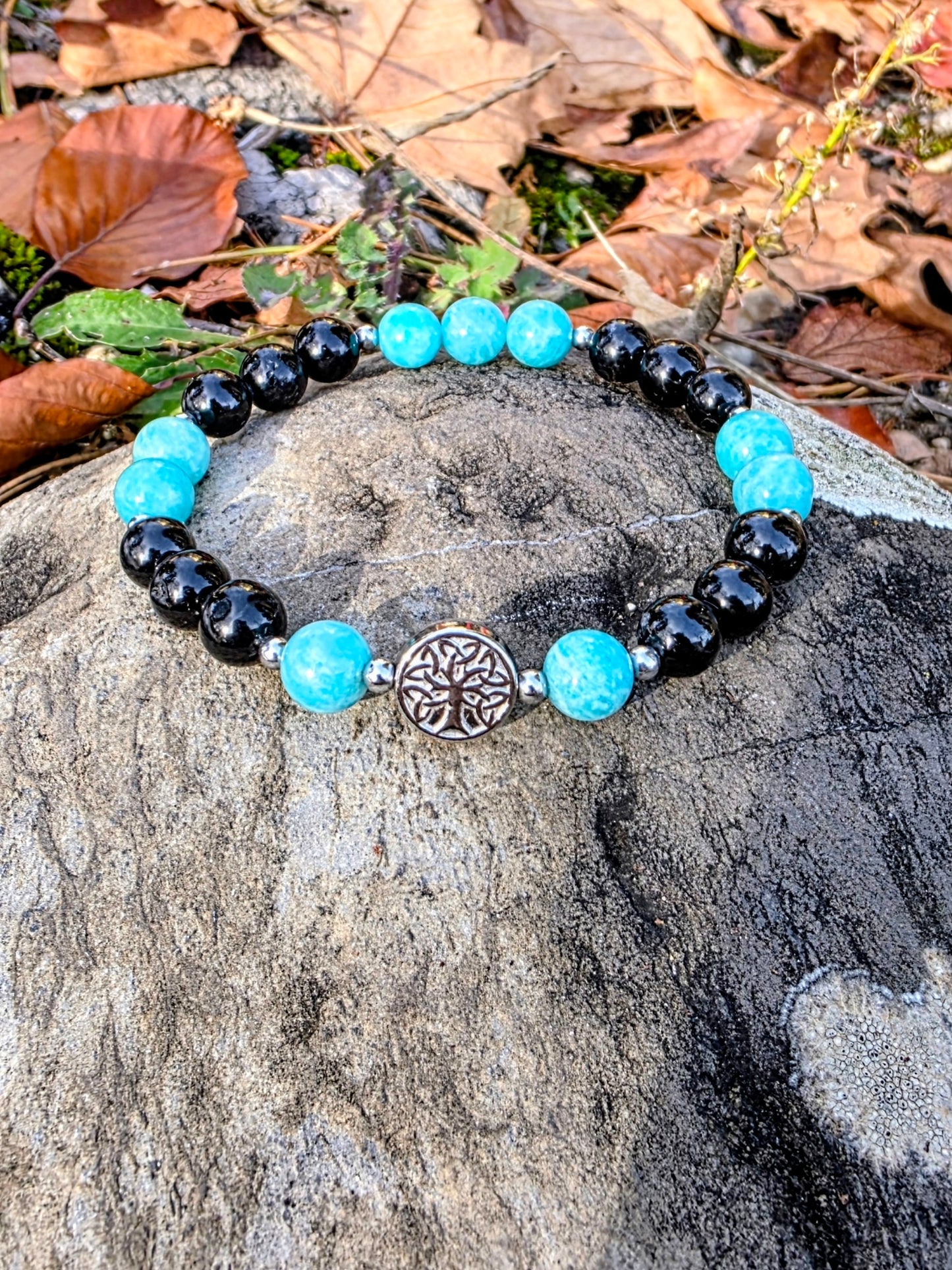 Bracelet Protection & Calme - Amazonite, Tourmaline Noire 8mm