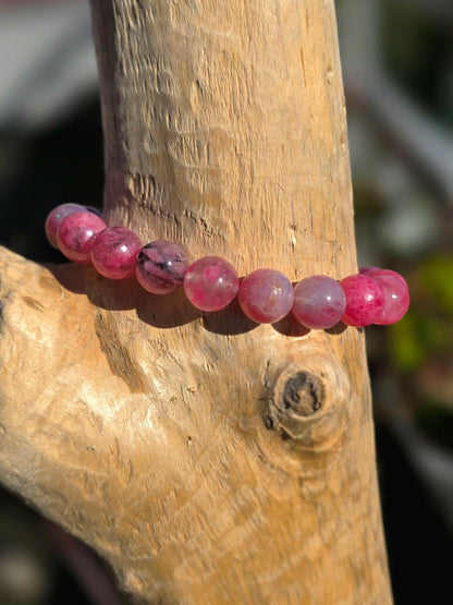 Bracelet Réconciliation - Rhodonite sur Quartz 10mm