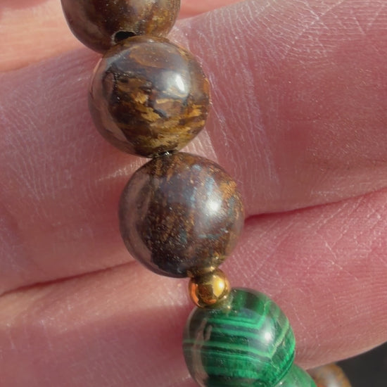 Bracelet malachite bronzite 8mm