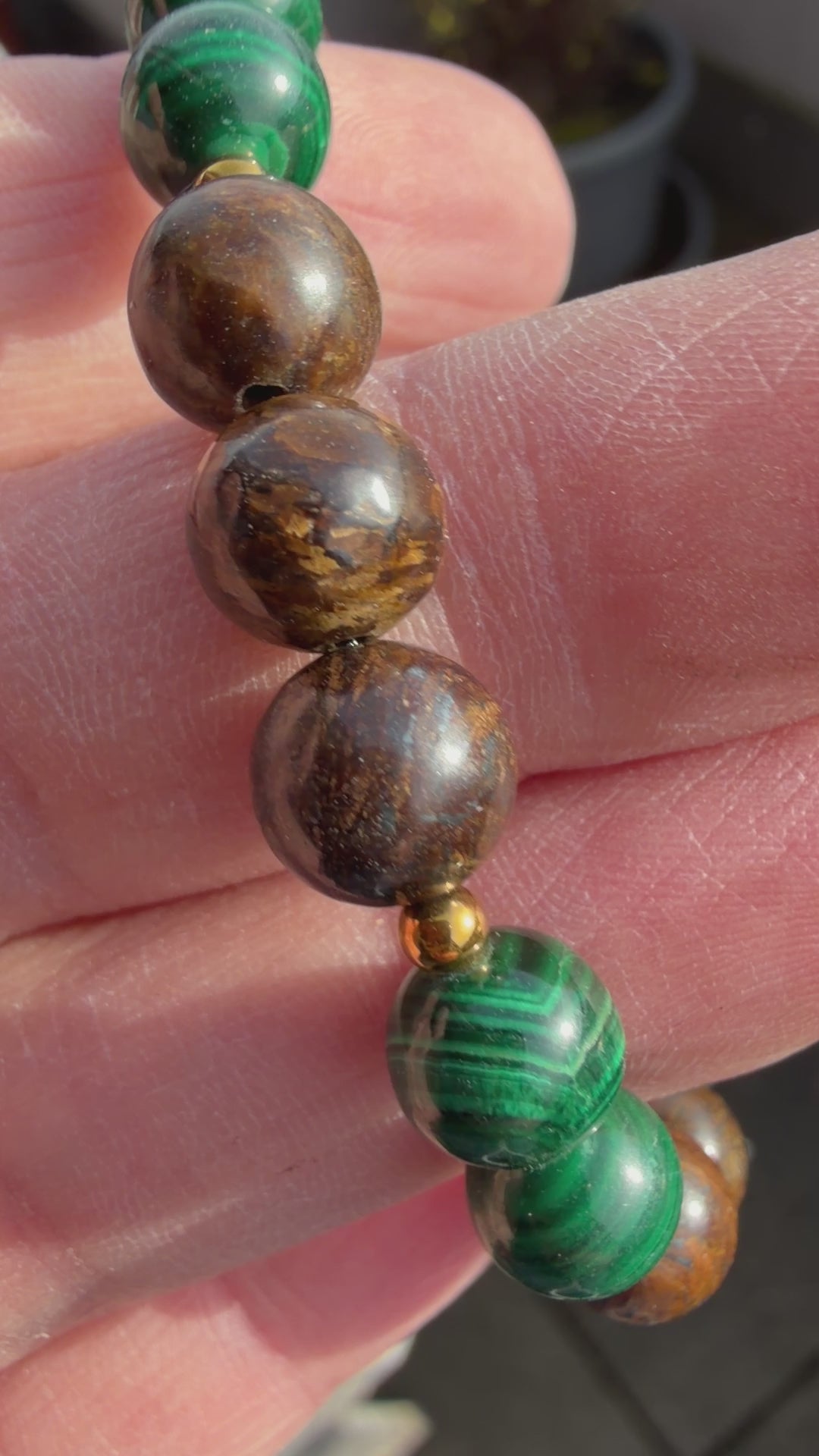 Bracelet malachite bronzite 8mm