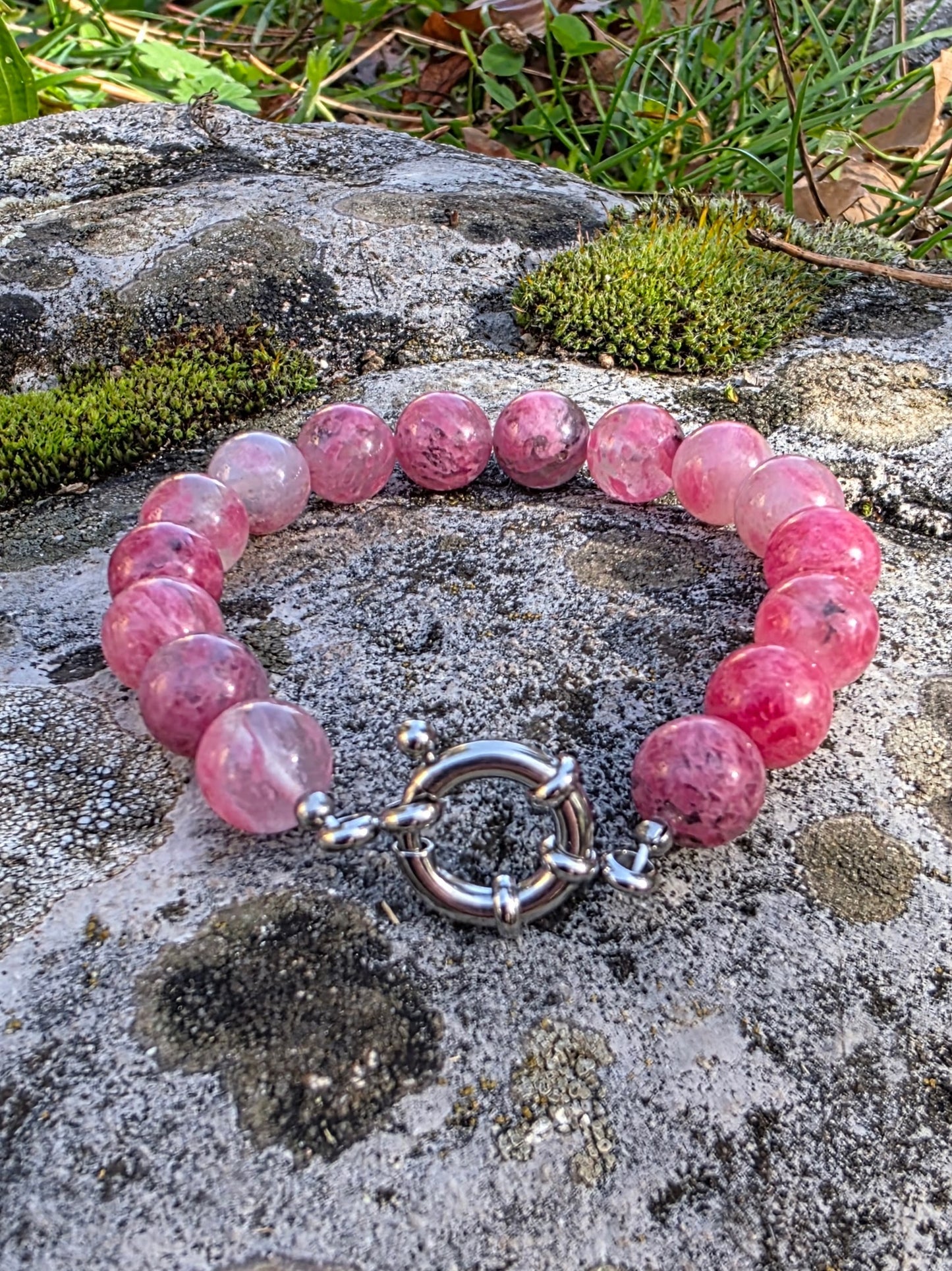 Bracelet Réconciliation - Rhodonite sur Quartz 10mm